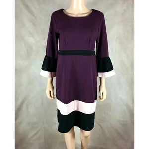 Bell Sleeve Purple Crepe Shift Dress NEW Size Small